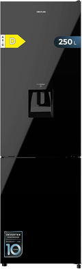 Frigorífico combi de Cecotec, 250L Bolero CoolMarket Combi 250 WD Black Glass D. Compresor Inverter Plus, Bajo Consumo, Cristal Negro, 180x55cm, No