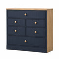 Cómoda de Madera MDF y Roble con 6 Cajones Azul y Roble
