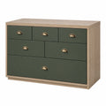 Cómoda de Madera y MDF con Cajones Verde Oscuro y Tiradores de Latón 120x80x40 cm
