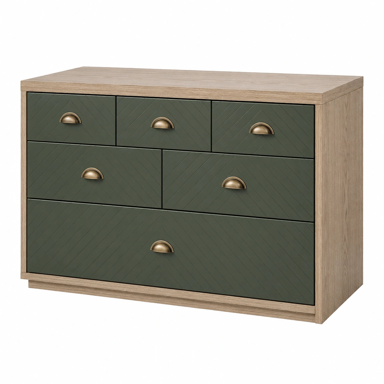 Cómoda de Madera y MDF con Cajones Verde Oscuro y Tiradores de Latón 120x80x40 cm
