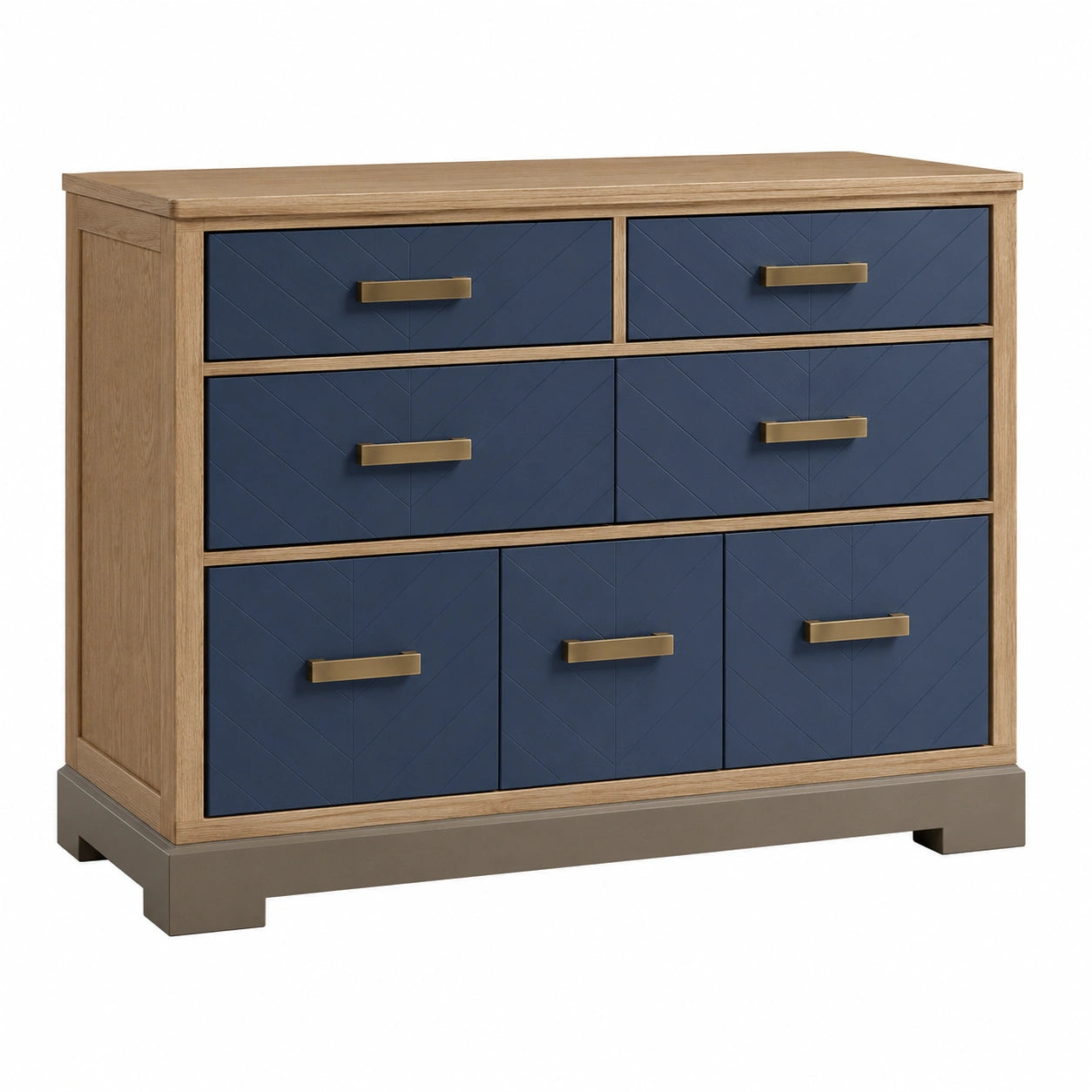 Cajonera de Madera y MDF con 6 Cajones Azul y Natural