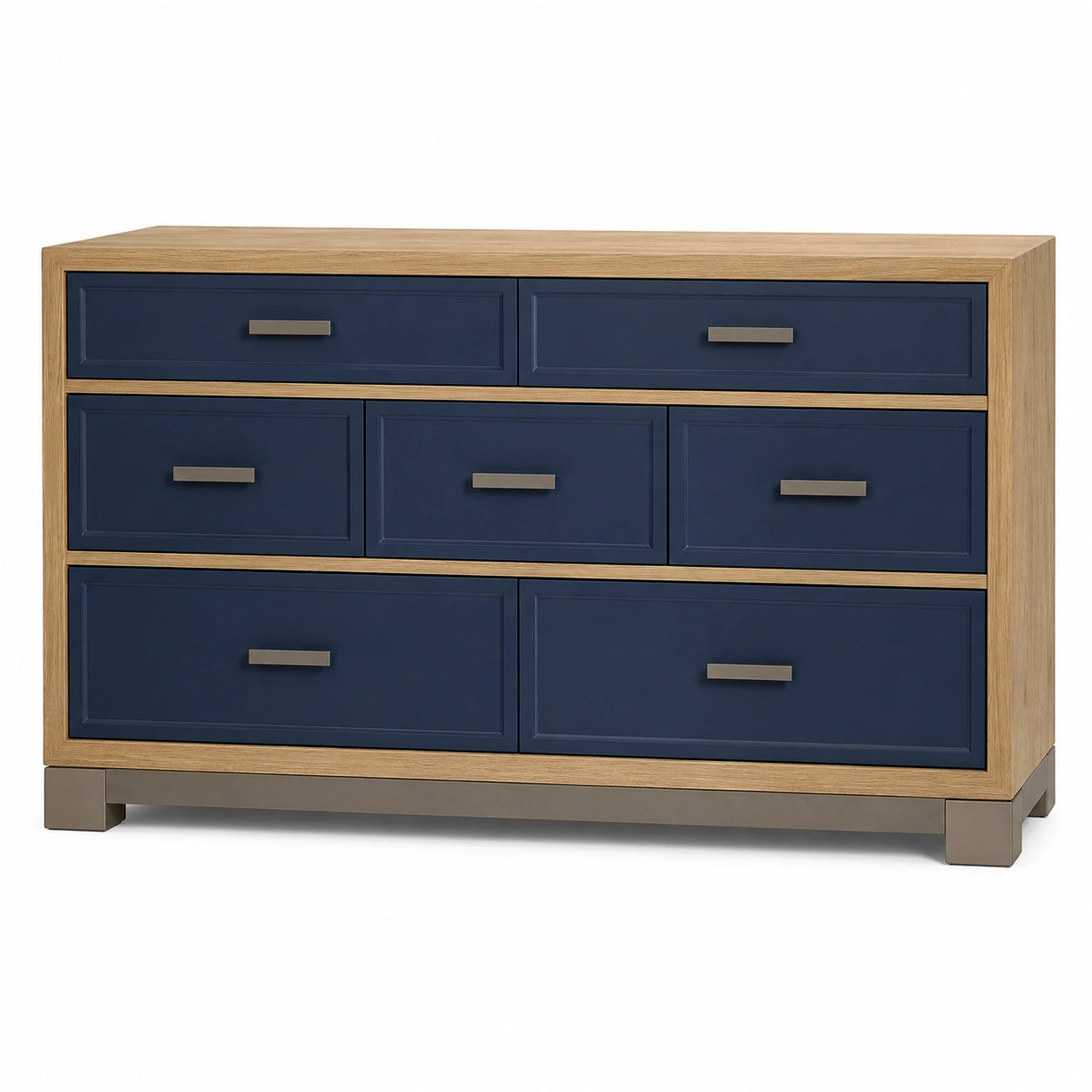 Cómoda de Madera y Metal con Cajones Azules 120x45x75cm