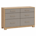 Cómoda de Madera con 6 Cajones en Gris y Roble