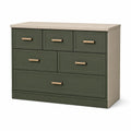 Cajonera de Madera Verde y Beige con 5 Cajones