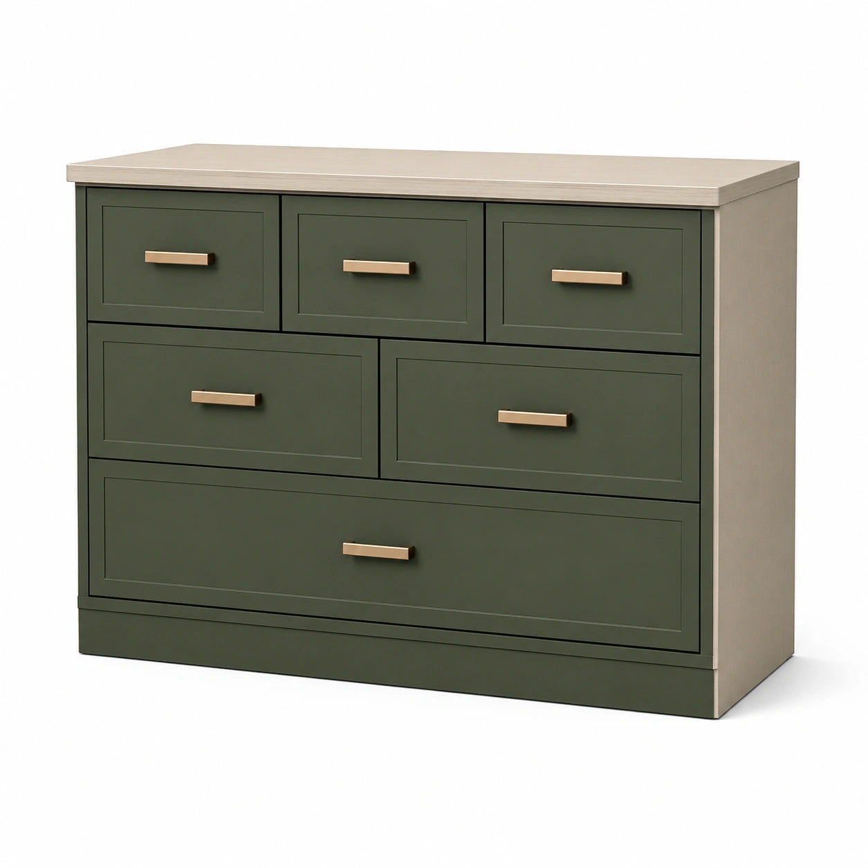 Cajonera de Madera Verde y Beige con 5 Cajones