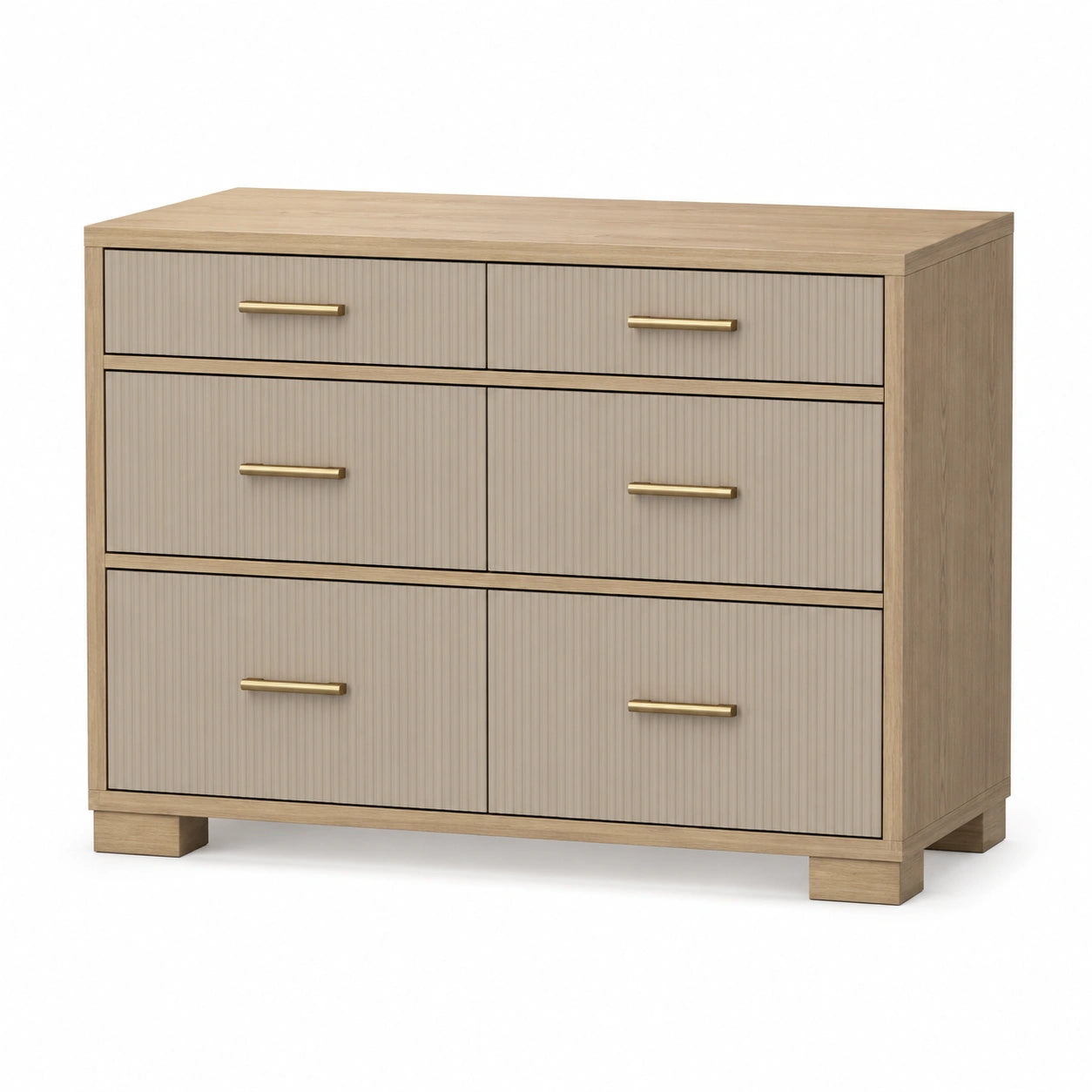 Cajonera de Madera con Frentes Beige y Tiradores Dorados