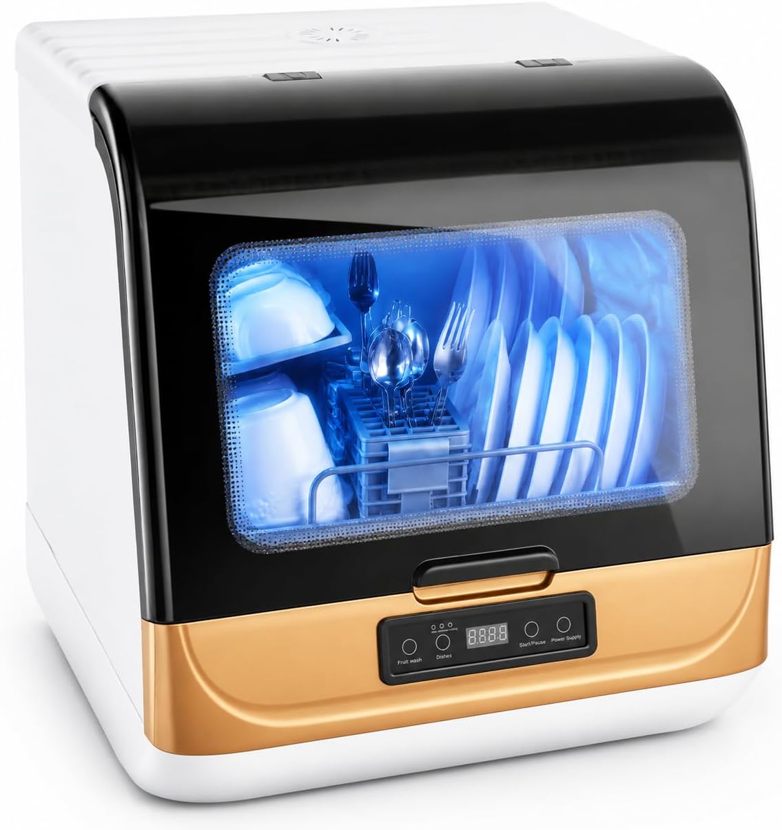 Lavavajillas compacto de Chensyo, Mini lavavajillas de encimera portátil, lavavajillas de mesa compacto, 3 programas, limpieza y secado de 360 grados