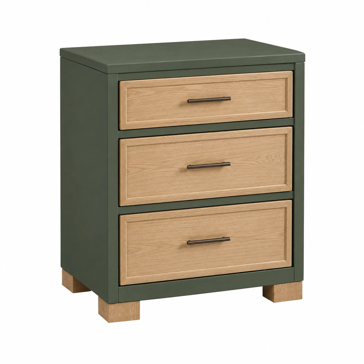 Cajonera de Madera con 3 Cajones Verde y Roble