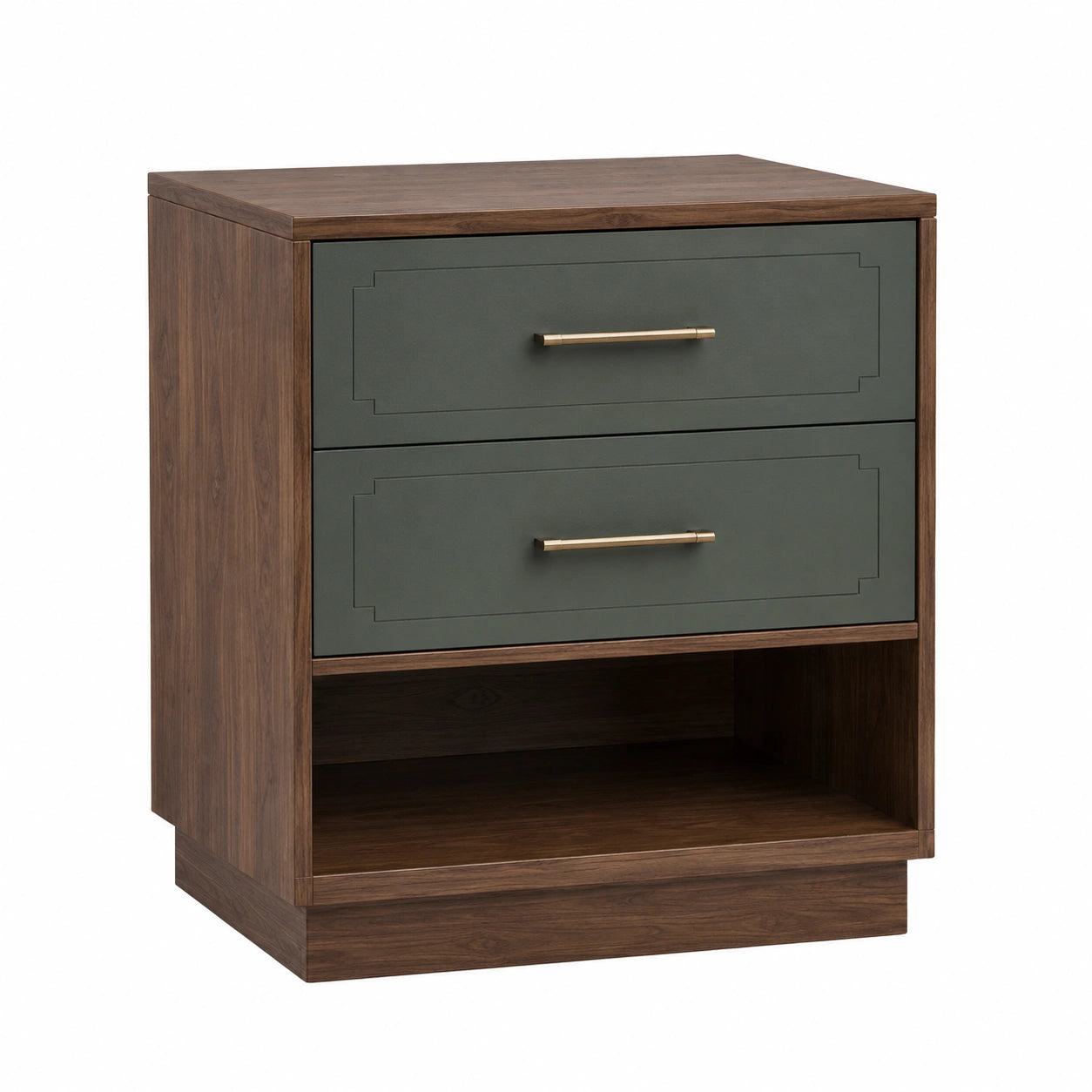 Mesita de Noche de Madera y MDF Marrón y Verde