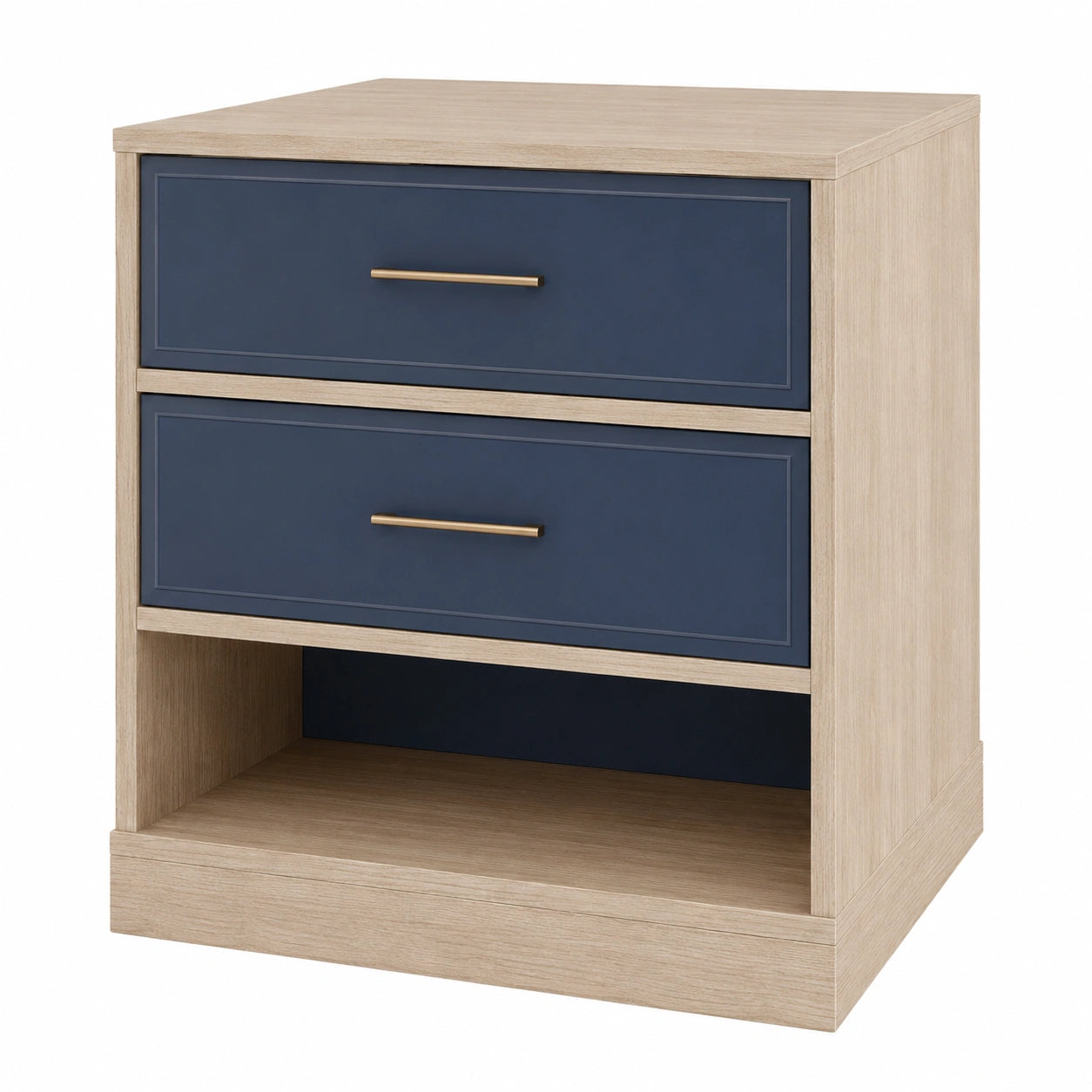 Mesita de Noche de Aglomerado y MDF con 2 Cajones Azul y Natural 60x40x45 cm