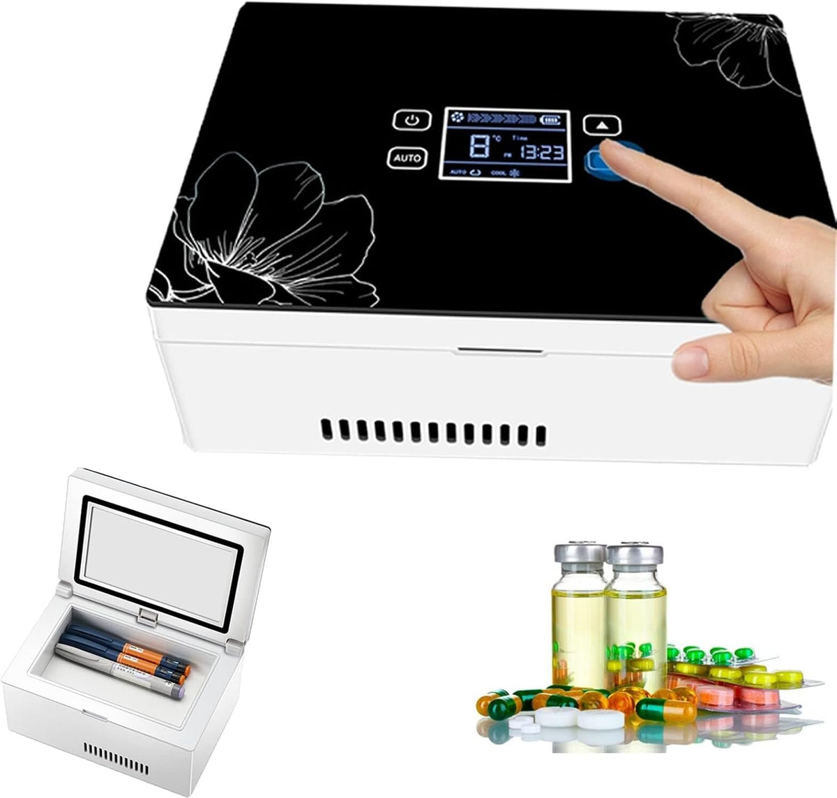WTLONBF Nevera portátil, para insulina, refrigerador de medicamentos de Gran Capacidad con Pantalla táctil LCD, refrigeración Inteligente, múltiples