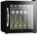 Mini frigorífico de KLARSTEIN, Nevera Para Bebidas, 47L - Puerta Cristal Espejo, Temperatura 0-13°C, LED, 2 Estantes Extraíbles, Frigorifico Para