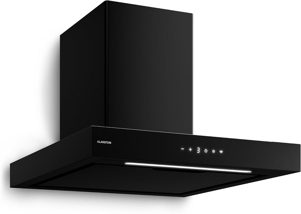 Campana extractora KLARSTEIN, de pared, Vapura: Ventilador extractor de 609 m³/h, sensor de calor, control táctil, luz LED, clase energética A++