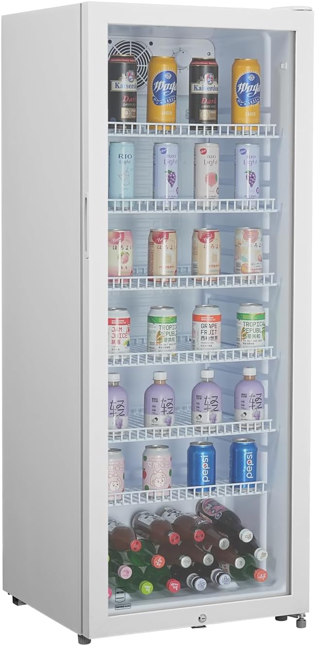 Frigoríficos para bebida Frigorífico para Bebidas GSC4240, Nevera Vertical con Puerta de Cristal, 54 x 54.5 x 139.5 cm, Iluminación Led, 6 Estantes