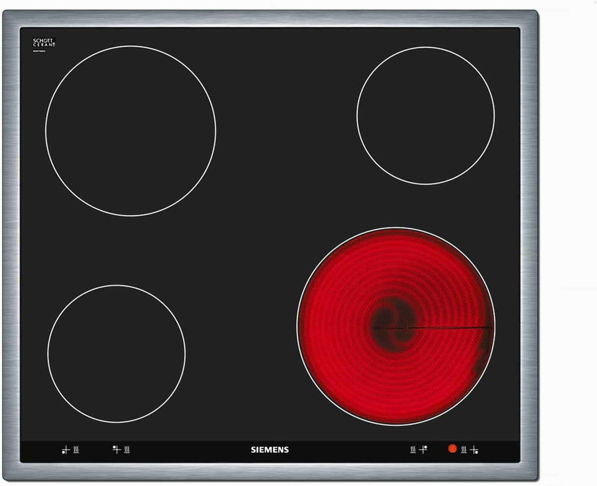 Placa de cocina SIEMENS, iQ100 EA645GE17 - Placa eléctrica (60 cm, con marco, color negro)