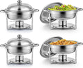 Calentadores de comida y de platos para bufé Wilprep, 4 PCS Calentadores de Comida para Buffet de Acero Inoxidable Redondo 5L Calentador de Buffet con