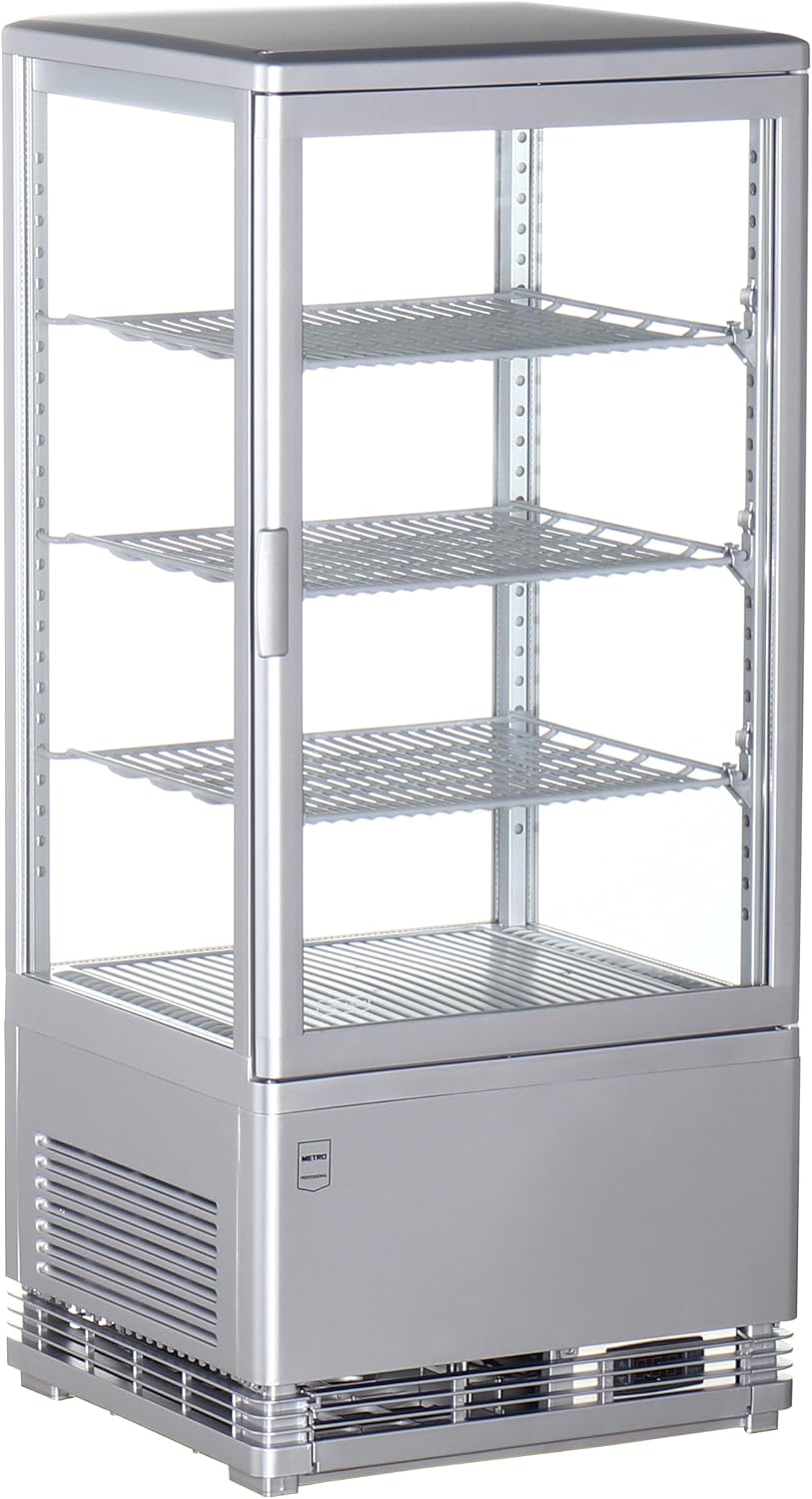 GGC2078SV de METRO Professional, neveras de exposición, Vitrina Refrigerada, 42.8 x 38.6 x 96 cm, 78 L, 3 Estantes Ajustables, Iluminación LED, Plata