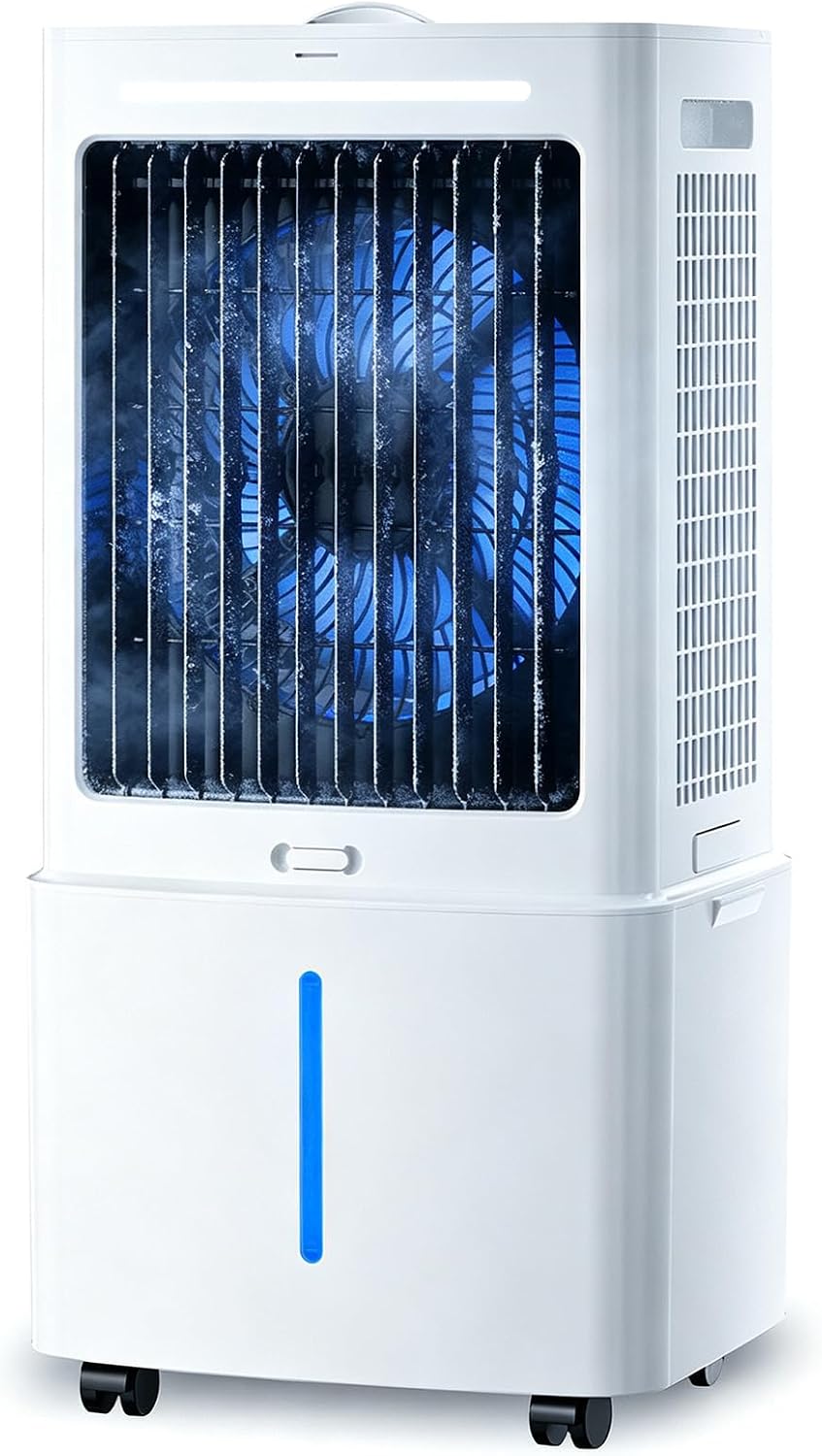 Aire acondicionado portátil Enfriador de Aire Sin Tubo Depósito Extraíble 25L, 3 en 1 Climatizador Evaporativo Silencioso, 24 Velocidades