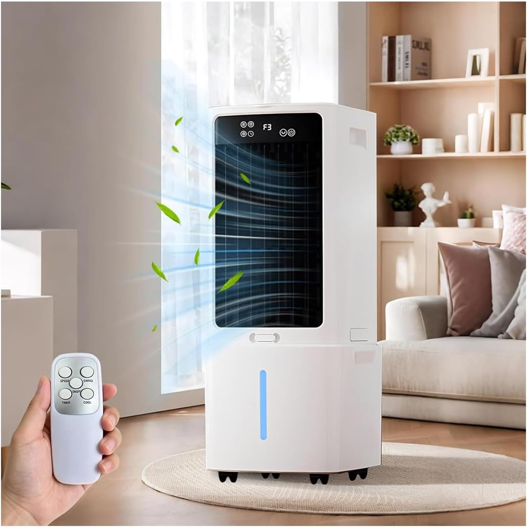 Generic Aire acondicionado portátil, portátil 4 en 1 ultra silencioso con ventilador de 3 velocidades, oscilación automática de 120° y depósito de