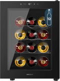 Cecotec Vinoteca, 12 Botellas Bolero GrandSommelier 1255 CoolCrystal E. Estantes Metálicos, Control Táctil, Temperatura 8 a 18ºC, Negra