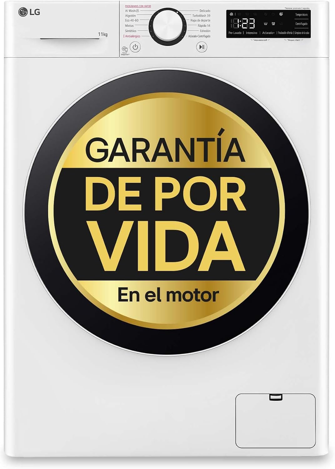 LG Lavadora, F4WR6011A0W - Lavadora Inteligente 11kg, AI Direct Drive, 1400rpm, Carga Frontal, Clasificación A, TurboWash 360º, Vapor Steam, Serie 600