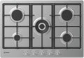 CHG74WPX de CANDY, placa de cocina, Placa Gas, 5 Fuegos, 75CM integrable en hueco 60CM, Gas Natural adaptable a Gas Butano, 12, 15KW, 3 Rejillas aptas