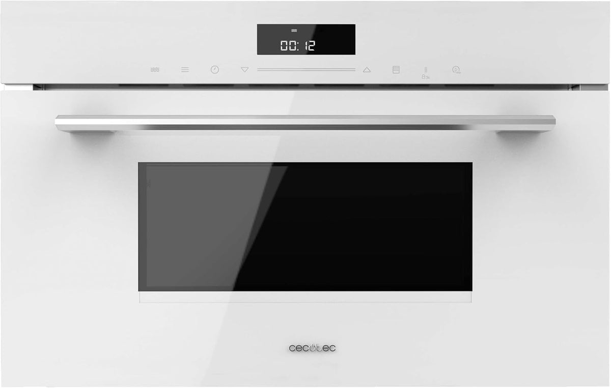 Cecotec MW703800 Microondas sencillo, Microondas Integrable 60cm Bolero Hexa Glass White. 1450W, 34L de Capacidad, Función microondas, Modo Grill