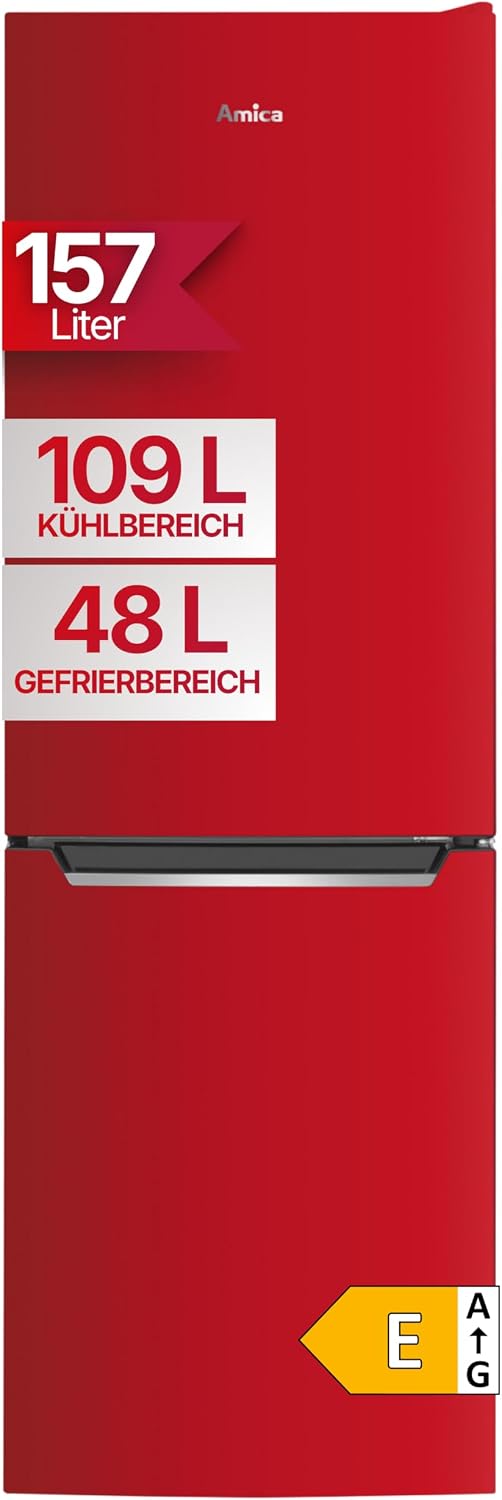 Mini frigorífico de Amica, FrostControl - Refrigerador congelador independiente (157 L, súper congelador, cristal de seguridad, iluminación LED, 144 x
