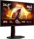 AOC Monitor, 25G4KUR Gaming Monitor 25 Pulgadas 420Hz Panel Fast IPS, 0.5ms GtG, HDR400, G-Sync Compatible, Altura Ajustable, (1920x1080 HDMI 2X 2.0