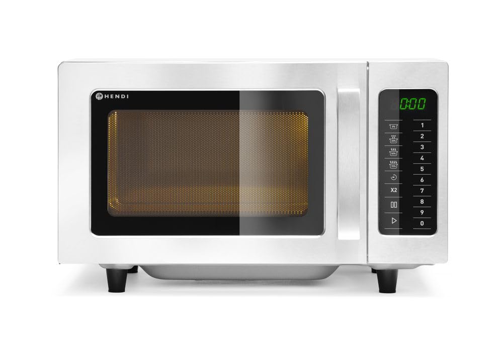 HENDI Microondas sencillo, Microondas, 1000W, 10 programas predeterminados, máx. diámetro de los platos: 320mm, potencia entrada 1550W, 25L, 230V