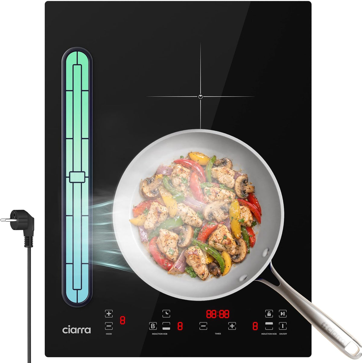 Placa de cocina ONE CBBEH3952-2B - Placa de cocina con campana extractora (39 cm, 2, CIARRA
