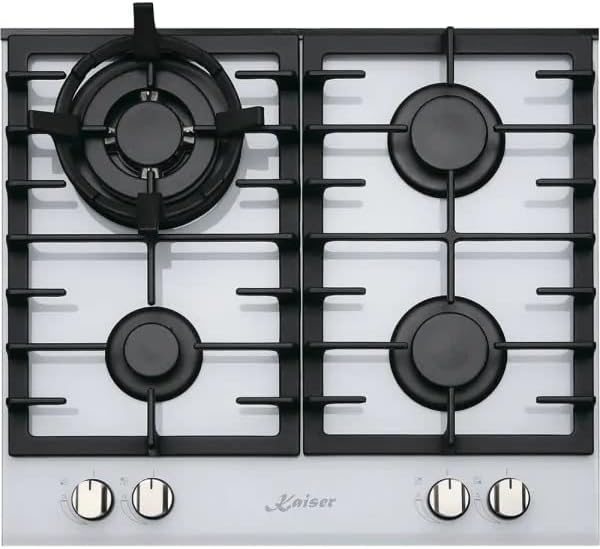 Placa de cocina KCG 6380 W Turbo + manguera de vitrocerámica de gas, empotrable, 3, 8 kW de tres circuitos turbo con adaptador wok de hierro fundido