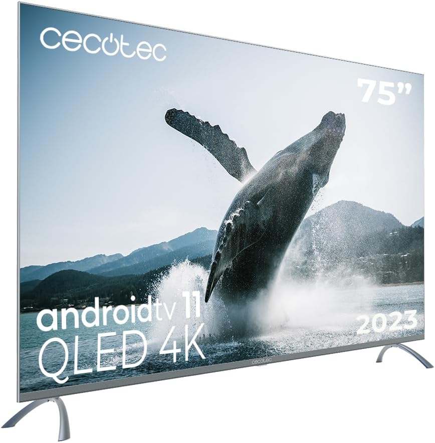 Smart TV Televisor QLED 75' Smart TV V3+ Series VQU30075+S, 4K UHD, Android Tv11, Frameless, Asistente de Voz Google y Chromecast, Dolby Vision &