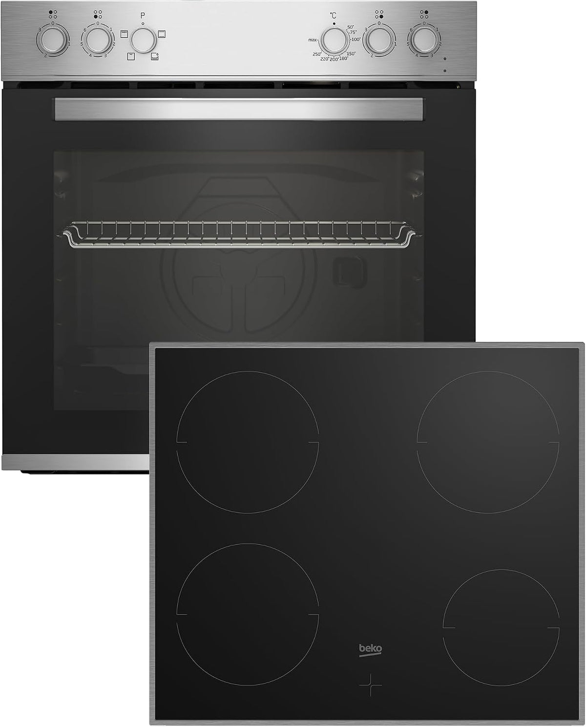 Beko BBUC12020X Horno empotrable, Juego de cocina multifunción con 4 tipos de calefacción y vitrocerámica, limpieza SteamShine, puerta interior