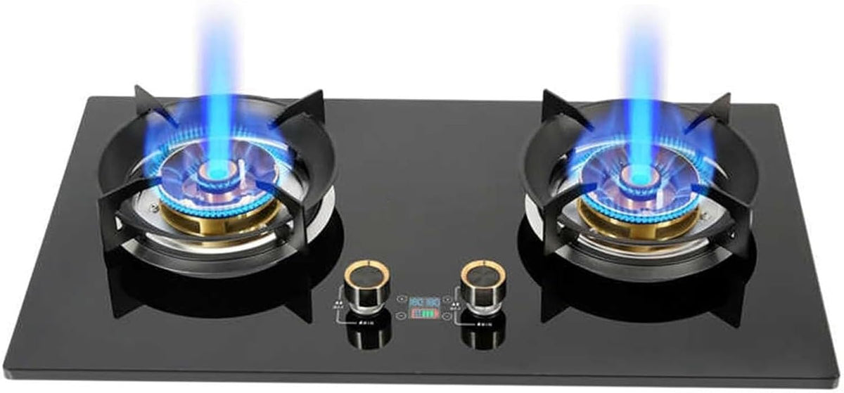 Hornillos de acampada THEGA, Estufa De Gas 2 Quemadores, Cocina para Camping 5, KW, Estufa Sobremesa, Rejilla Hierro Fundido con Vidrio Templado