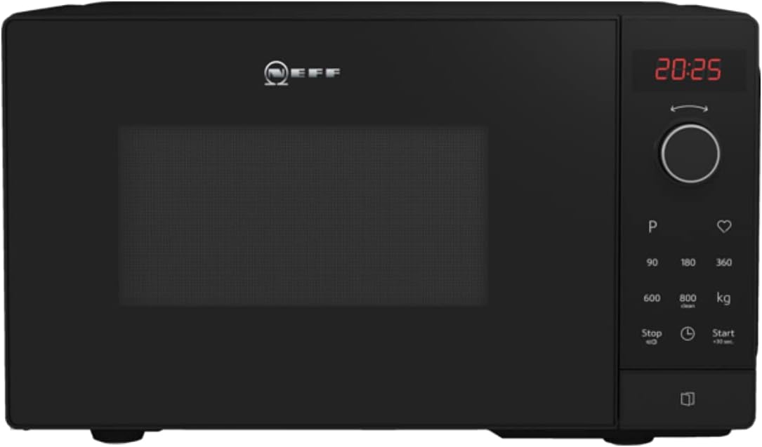 Microondas sencillo Neff, FLAWG20S2 - Microondas, N30, 44 x 26 cm (ancho x alto), pantalla LED, palanca de control y 1 botón táctil, puerta giratoria