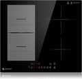 Placa de cocina de AMZCHEF, Placa inducción AMZCHEF Placa de inducción de 60cm con 4 zonas de refuerzo, zonas flexibles para barbacoa, 9 niveles