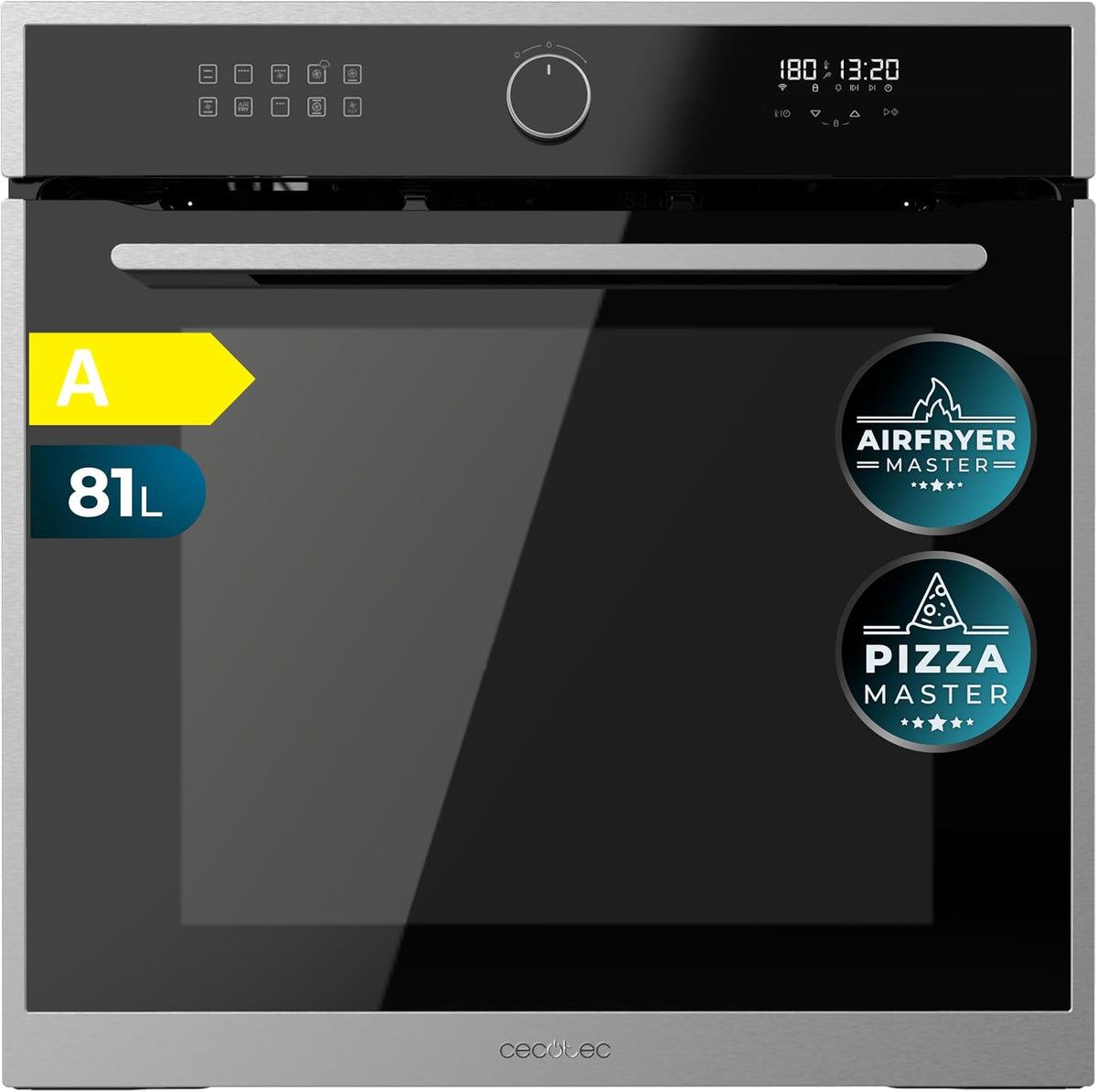 Horno empotrable Cecotec, Horno Integrable Multifunción 60cm Bolero Hexa AF316000 Edge A 3400W, 81L Capacidad, 11 Funciones con Airfryer Master, Pizza