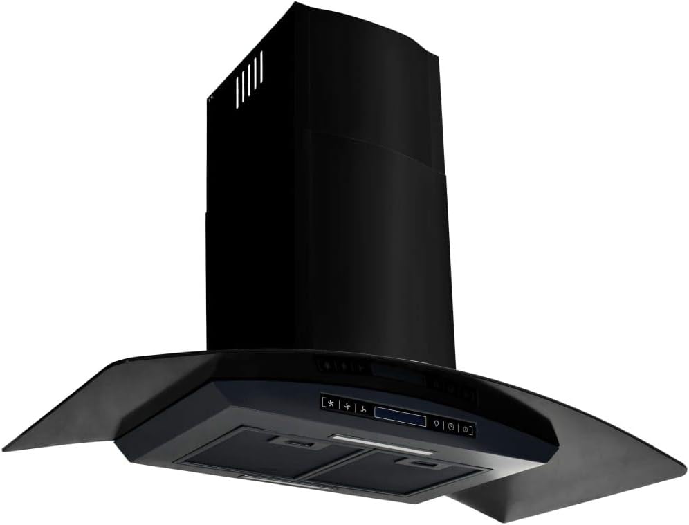 Festnight Campana extractora, Pared 90 cm Acero Inoxidable 756 m³/h 3 Velocidades Contol con Controles Táctiles, Luces LED y Pantalla LCD Negro, 90 x