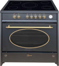 Cocina independiente de Gurari, GCH E 912 BL r cocina eléctrica 90 cm, vitrocerámica, retro, negro, Range Cooker