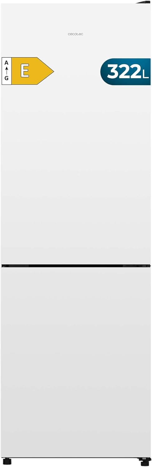 Cecotec Frigorífico combi, 2 Puertas Bolero CoolMarket Combi 322 White E. 322 L, Altura 185 y 60 cm de Ancho, Bajo Consumo, Sistema Multi Air Flow
