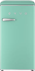 EVVO Mini frigorífico, Nevera Pequeña Retro, 84 litros de Capacidad + 11 Litros de Congelador, Diseño Vintage, Bajo Consumo, Silenciosa, Control de