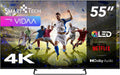 Smart Tech Smart TV, 55QV02K, QLED TV 55 Pulgadas Smart TV VIDAA - Televisor HDR con resolución 4K UHD, Bluetooth y sintonizador Triple