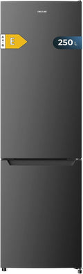 Frigorífico combi Cecotec, Bolero CoolMarket Combi 250 Dark E. Clase Energética E Frigorífico Combi Inox Oscuro 180X55Cm, 250L, No Frost, Multi Air