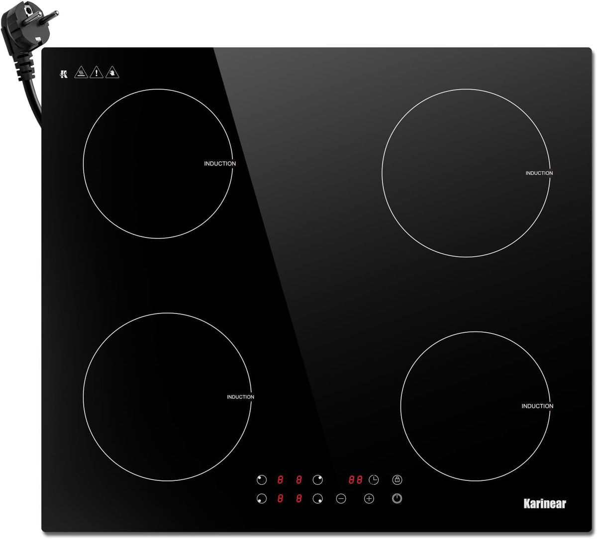 Placa de cocina de Karinear, Induccion 4 Fuegos 60 CM con Enchufe, Inducción 3500 W