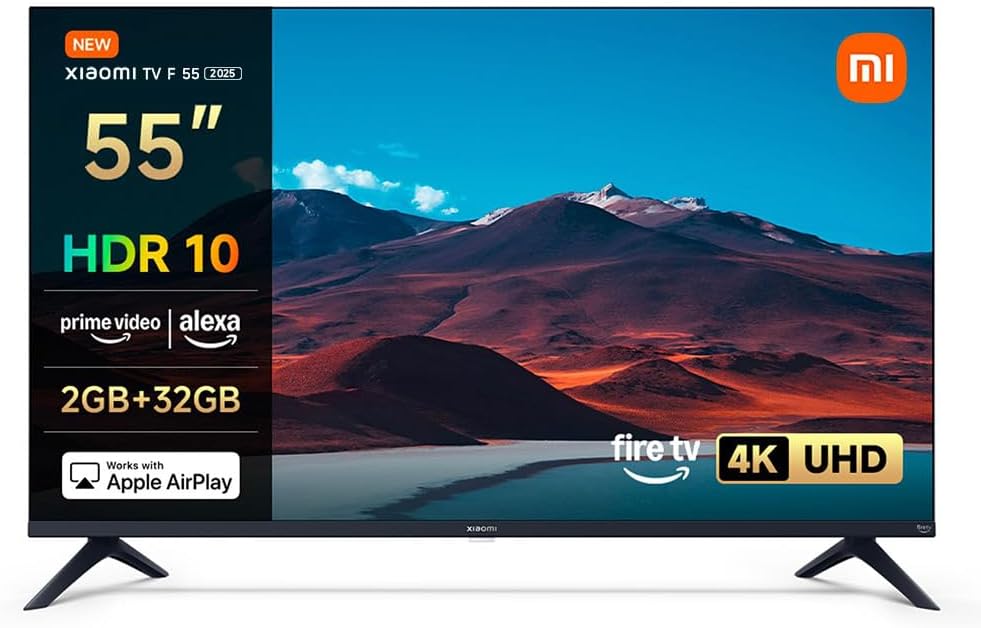 Televisor TV F 55 2025, 55 Pulgadas (140 cm), 4K UHD, Smart TV, Fire OS8, Control por Voz Alexa, HDR10, MEMC, Modo Game Boost 120Hz, Compatible con