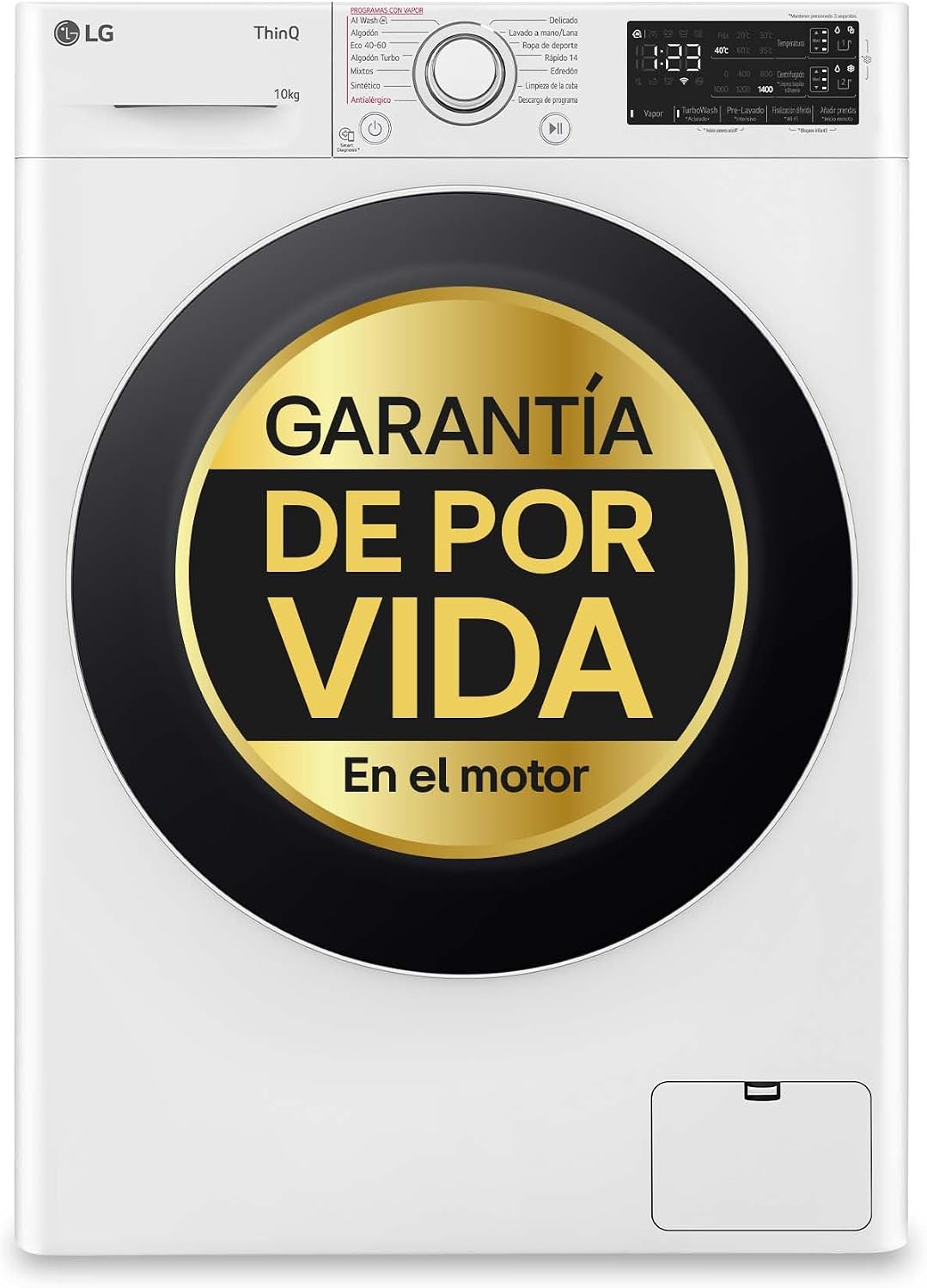 LG Lavadora, F4WR5510A0W - Lavadora Inteligente, 10kg, AI Direct Drive, 1400rpm, Carga Frontal, TurboWash 360º, Vapor Steam, Clasificación A, Serie