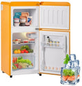 Emmtore Frigorífico combi, Nevera retro. 88, 8 x 45, 5 cm, doble puerta, 60 litros, volumen de congelación 22 litros. 102 kWh/año, -27 °C ∽ 13 °C