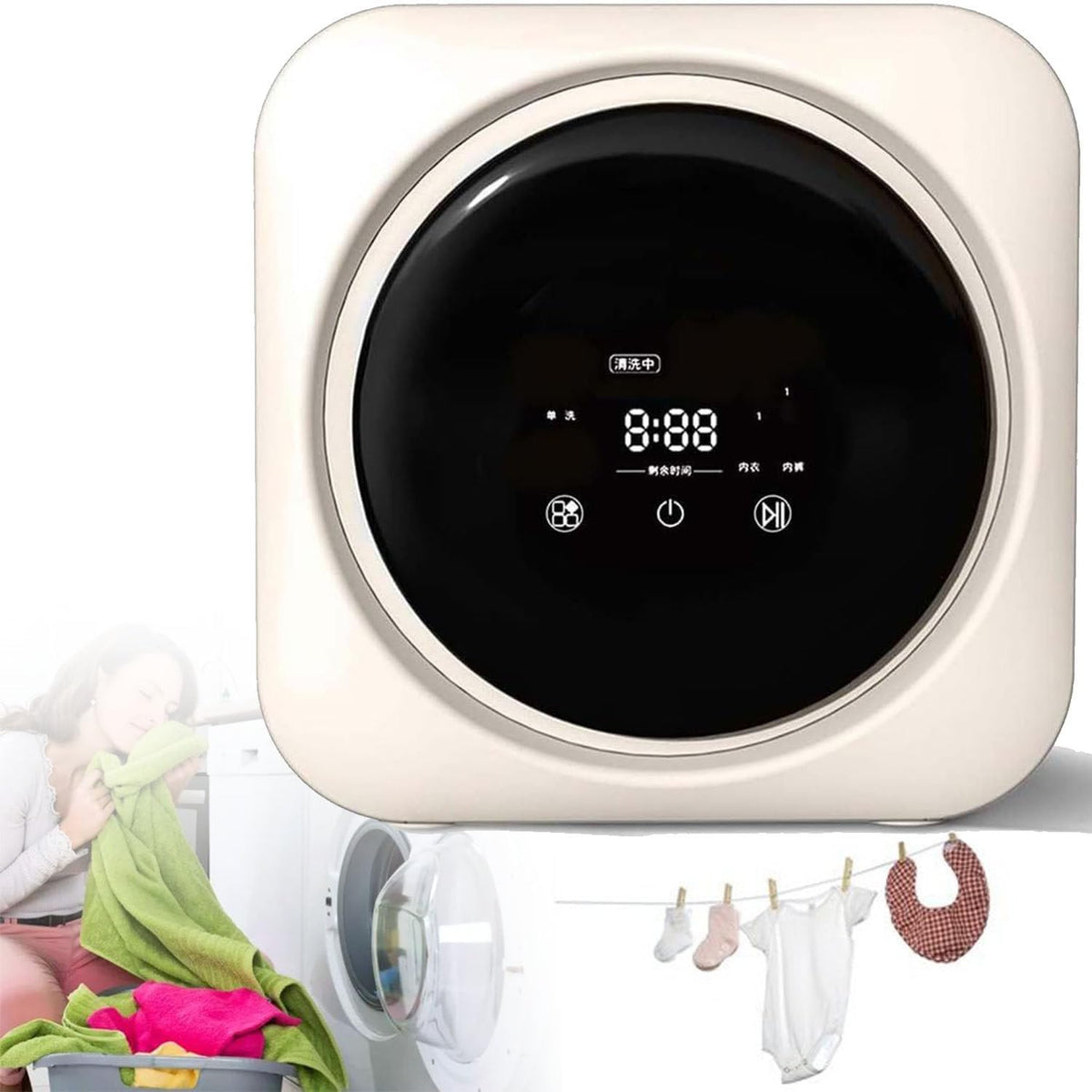 Lavadora de MLYYYDSS, Mini Lavadora Y Secadora, Secadora De Ropa Compacta De Carga Frontal De Capacidad De 3, 5 L, Secadora De Ropa Completamente