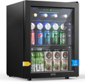 WIE Mini frigorífico, Nevera Pequeña, Mini Nevera 48L, 68 Latas Frigorificos Pequeños con Puerta de Cristal, Temperatura Regulable, Iluminación LED